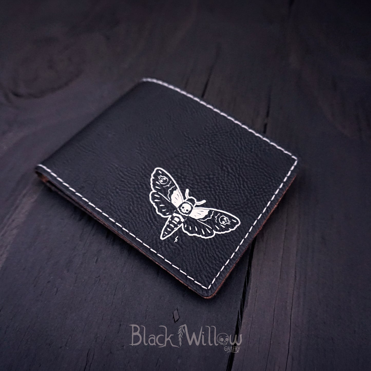 Death Moth Faux Black Wallet